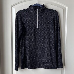 SmartPak Hadley SunShield 1/4 Zip Shirt- M- Black/Grey Geometric Pattern w/ Mesh